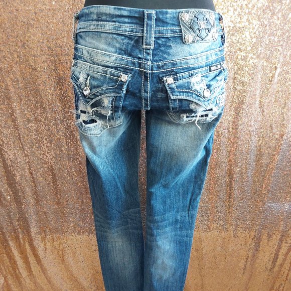 Miss Me Jeans Women's JE8096AK Ankle Skinny Distressed Low Rise Denim Jeans 26 - Picture 2 of 12